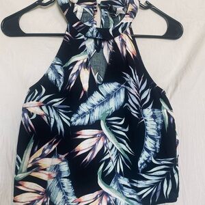 H&M Black and Blue Blouse with Elegant Design